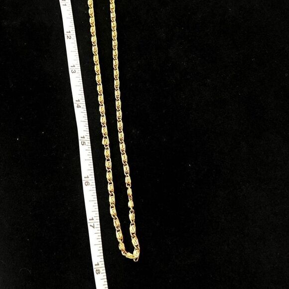 vintage 1970's roget signed unique swirled gold tone chain necklace 18 inches - Picture 2 of 5